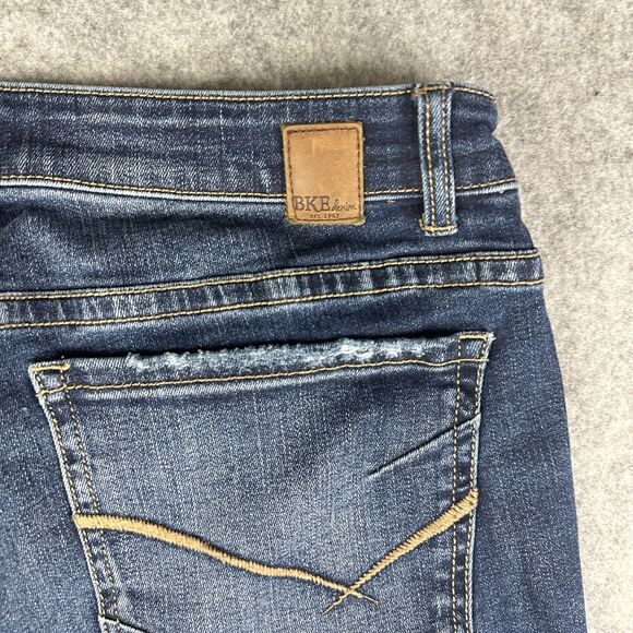 BKE Denim Jeans Women 32L Dark Wash Payton Bootcut Western Boho Mid Rise Stretch - Picture 7 of 15